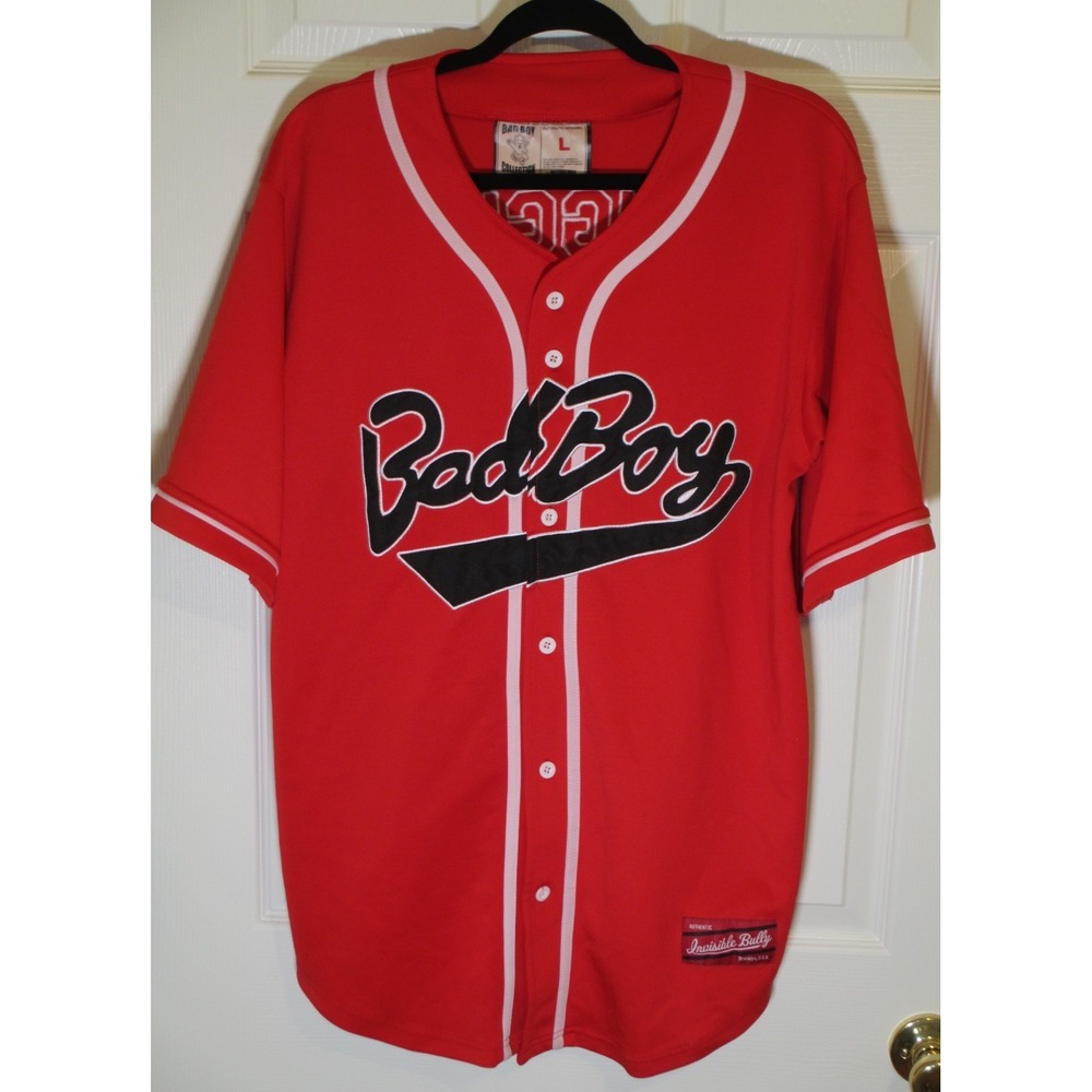 Invisible Bully #72 Bad Boy Biggie Smalls Embroidered Baseball Jersey Red L